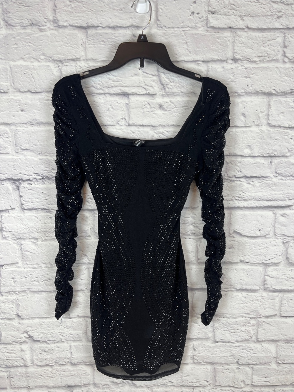 Windsor Yesenia Formal Glam Rhinestone Bodycon Black Mini Dress Size XS